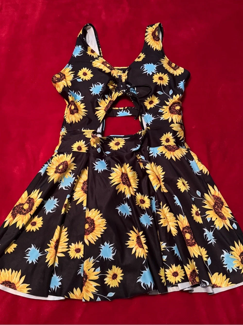 ESPRLIA Sunflower Swim Dress One Piece Swimsuit Cutout 1XL